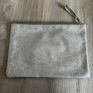 Silver glitter zipper pouch